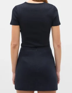 LINEN CURVE HEM MINI SKIRT