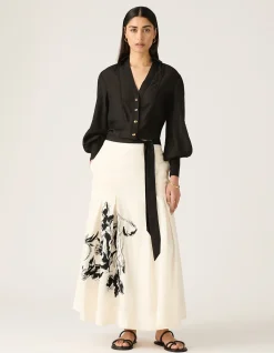LIS EMBROIDERY MIDI SKIRT