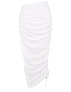 Loie Gathered Maxi Skirt with Side Split White
