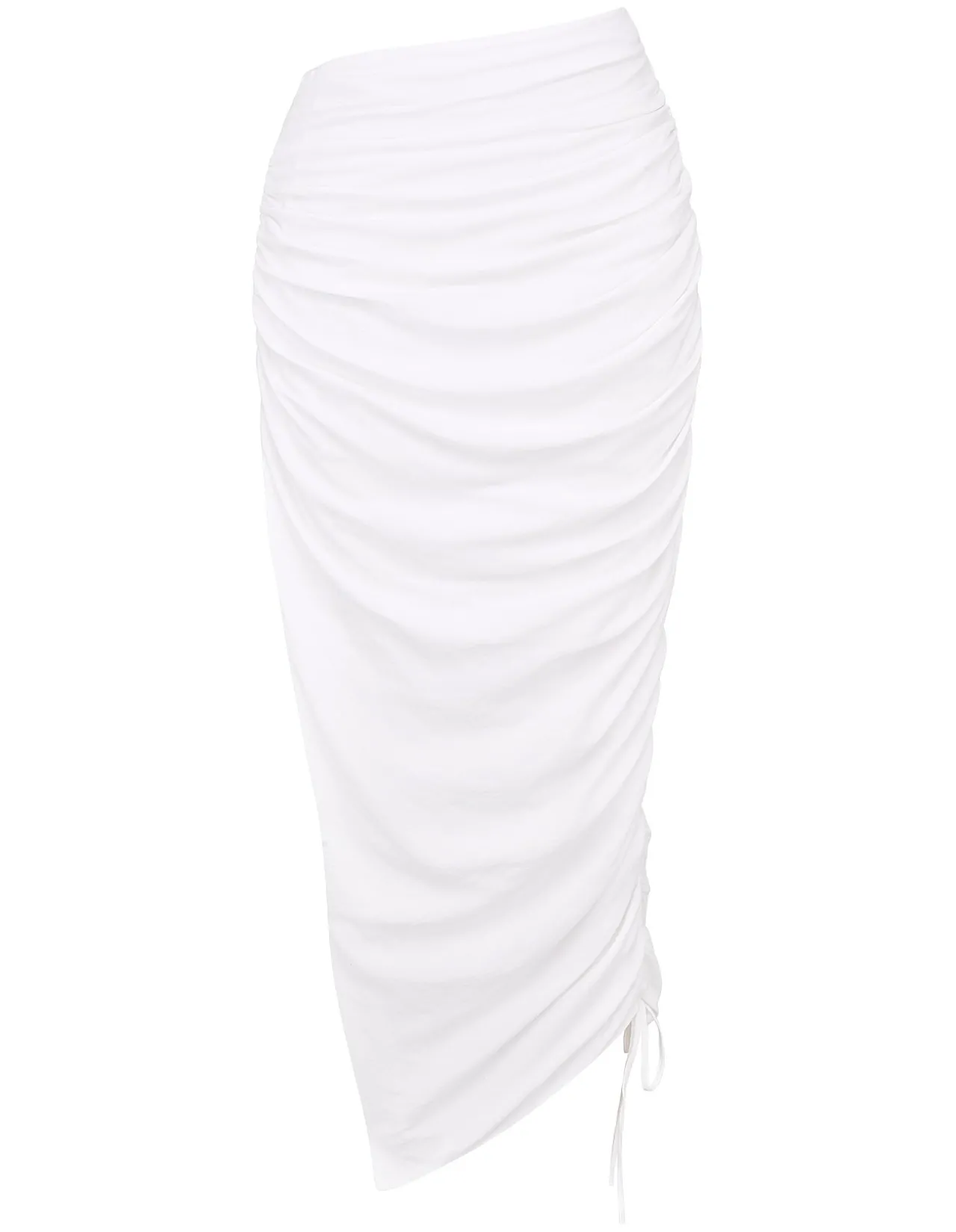 Loie Gathered Maxi Skirt with Side Split White