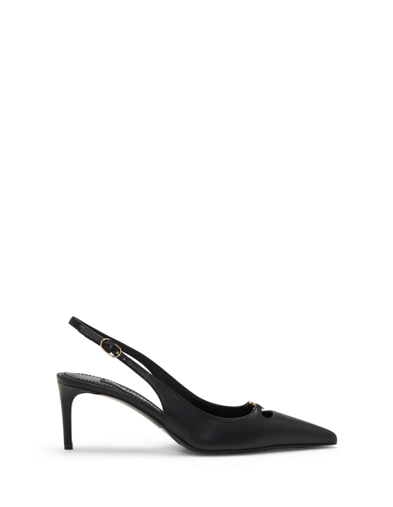 Lollo Gold Logo Detail Slingback Pumps
