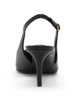 Lollo Gold Logo Detail Slingback Pumps