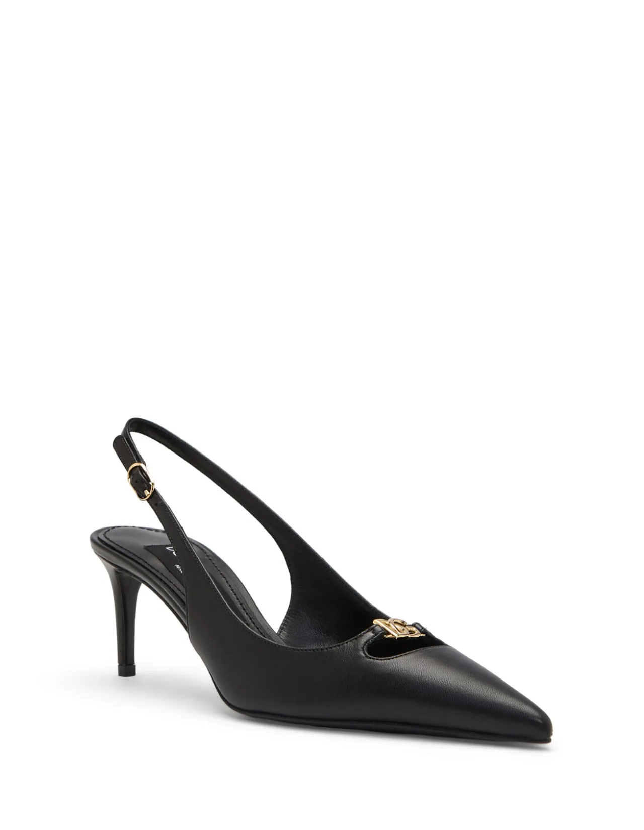 Lollo Gold Logo Detail Slingback Pumps
