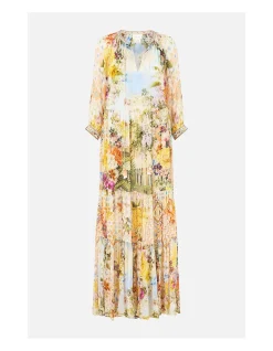 LONG GATHERED PANEL DRESS