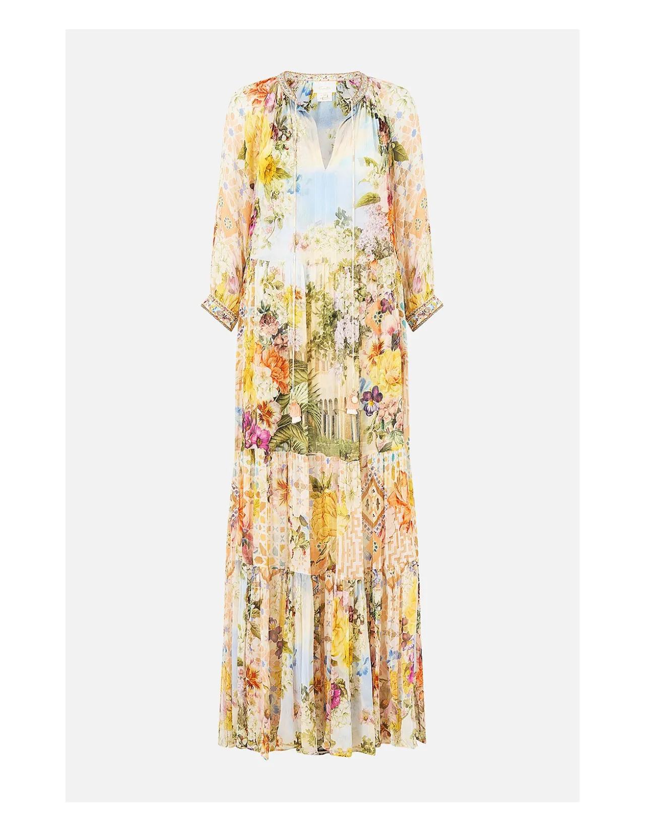 LONG GATHERED PANEL DRESS
