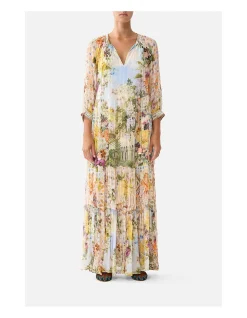 LONG GATHERED PANEL DRESS