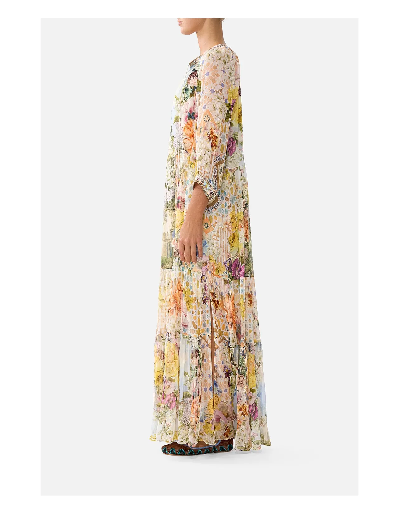 LONG GATHERED PANEL DRESS