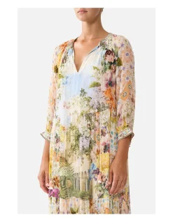 LONG GATHERED PANEL DRESS