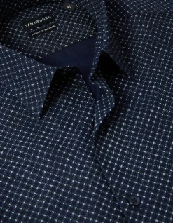 LONG SLEEVE CLASSIC FIT GEO CHECK PRINT COTTON SHIRT