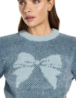 Long Sleeve Cn Bow Jacquard Sweater