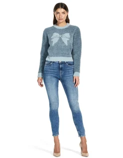 Long Sleeve Cn Bow Jacquard Sweater