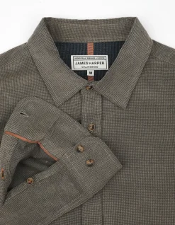 LONG SLEEVE PEACHED TEXTURED COTTON SLIM FIT SHIRT