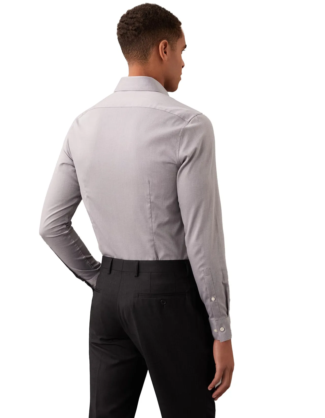LONG SLEEVE SLIM POPLIN STR SOLID COTTON SHIRT