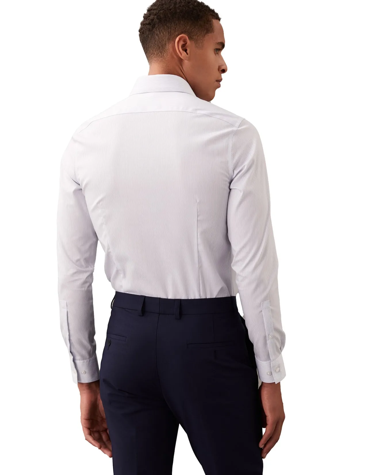 LONG SLEEVE SLIM STRETCH COLLAR STP COTTON DRESS SHIRT