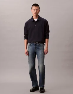 Long Sleeve Stretch Wool Blend Interlock Polo