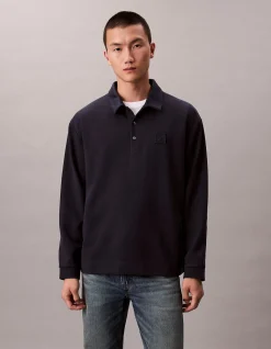 Long Sleeve Stretch Wool Blend Interlock Polo