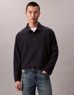 Long Sleeve Stretch Wool Blend Interlock Polo