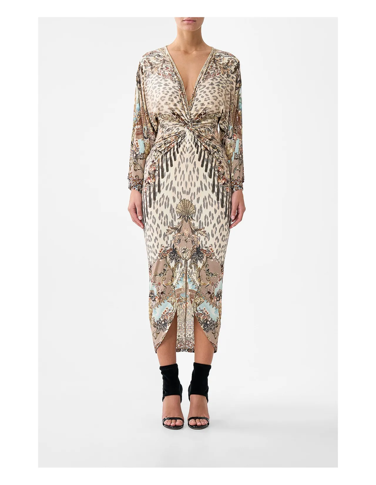 LONG SPLIT FRONT TWIST DRESS
