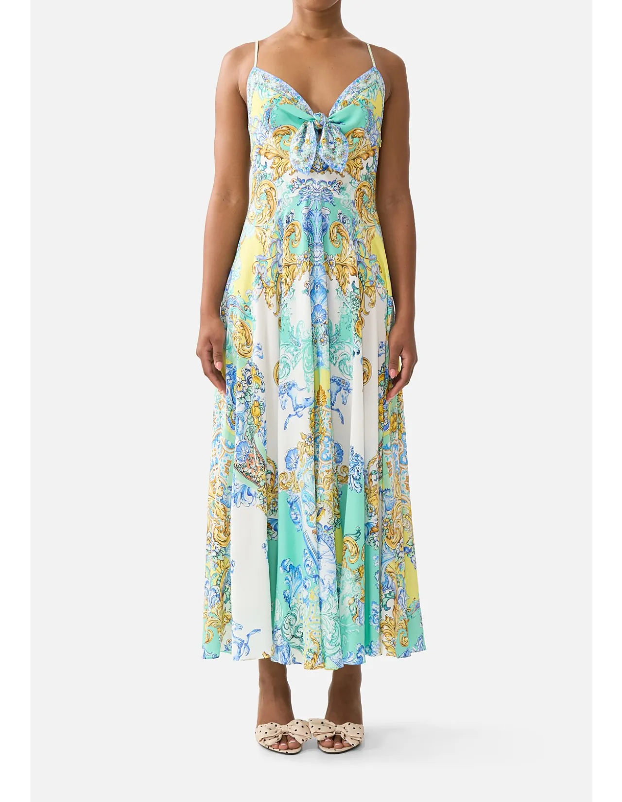 LONG DRESS WITH TIE FRONT