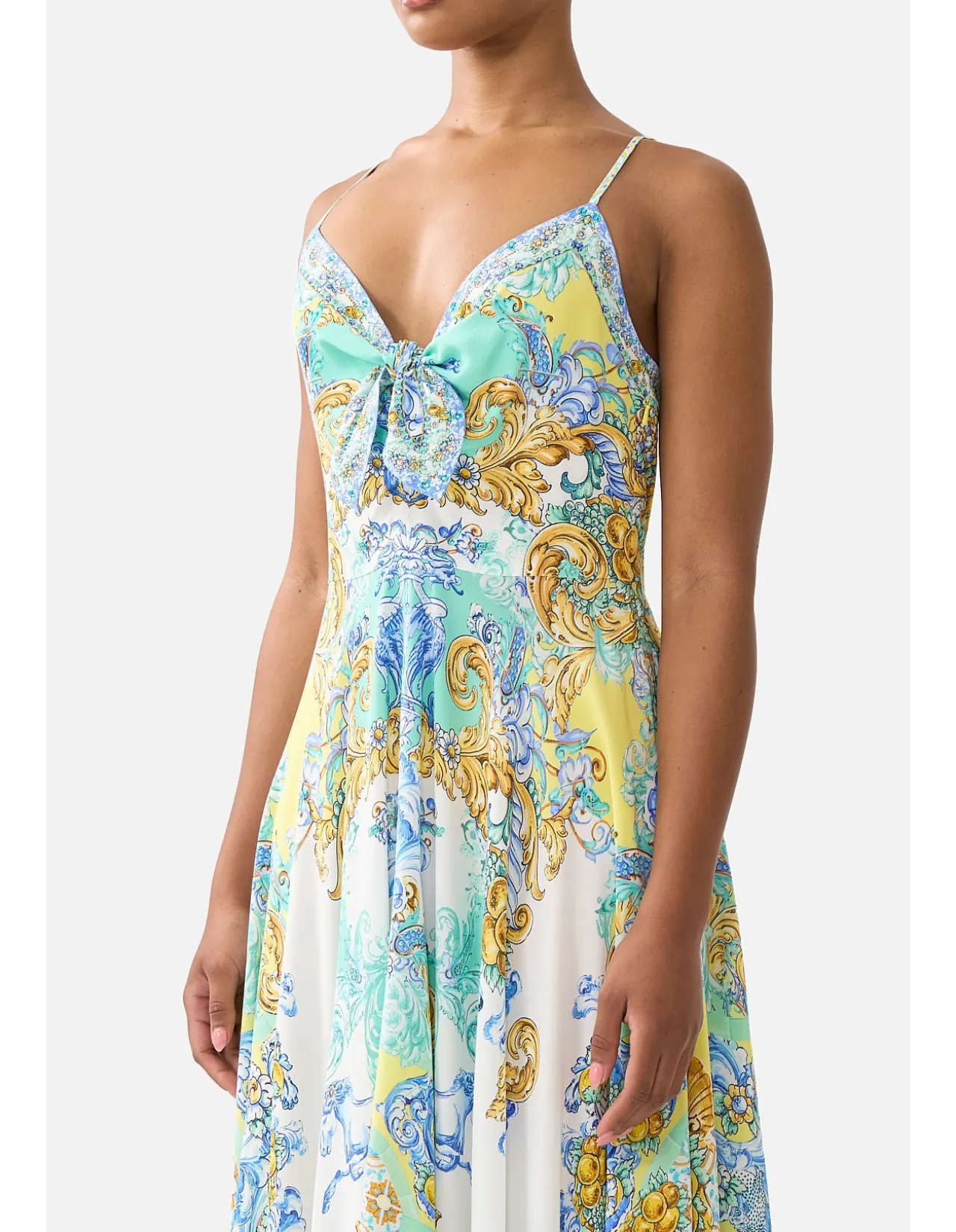 LONG DRESS WITH TIE FRONT