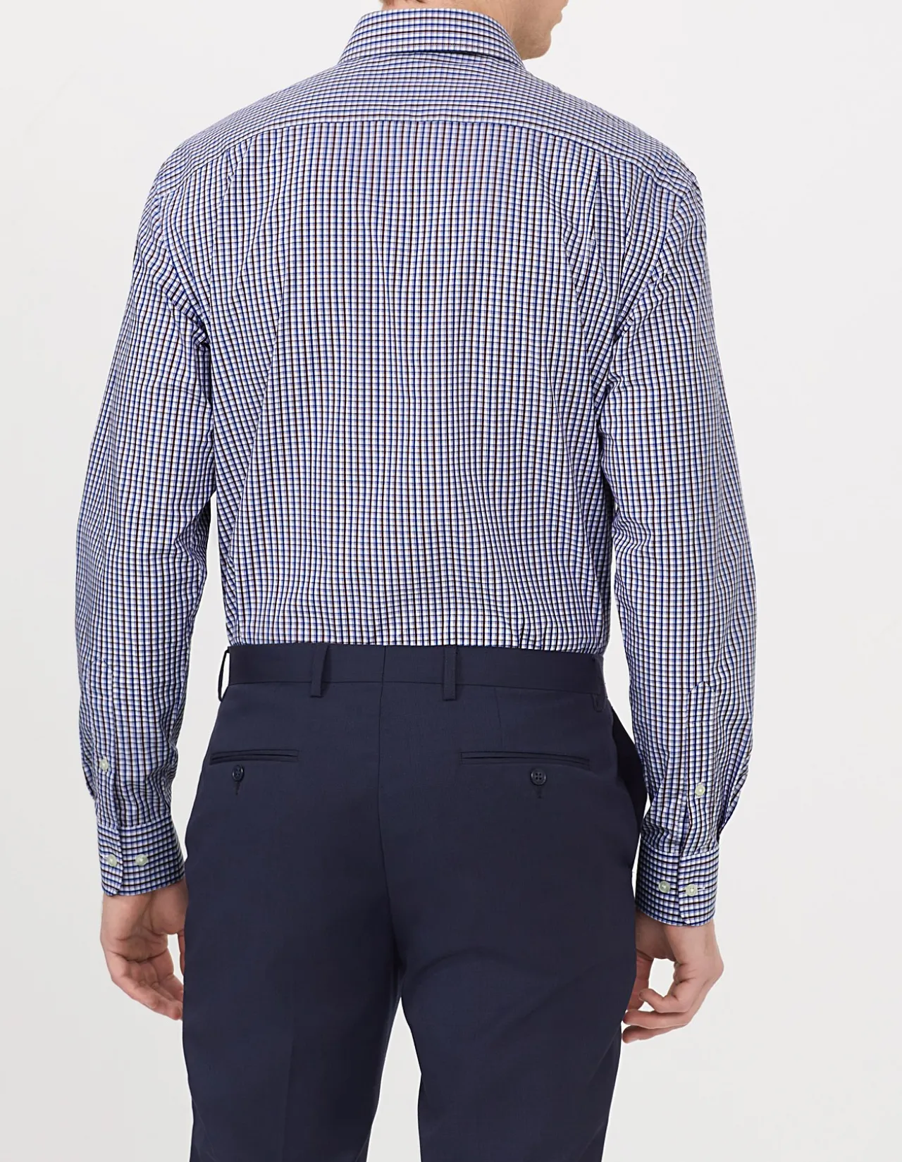 LONG SLEEVE CLASSIC 2 COL GINGHAM EASY CARE POPLIN SHIRT