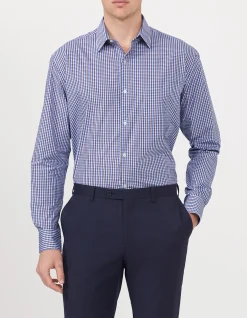 LONG SLEEVE CLASSIC 2 COL GINGHAM EASY CARE POPLIN SHIRT