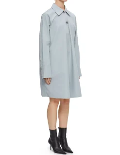 Long Sleeve Collared Dress Pewter Blue
