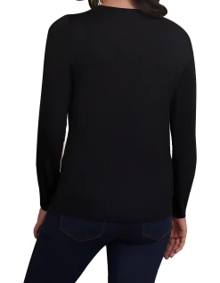 LONG SLEEVE CREW NECK TEE - BLACK