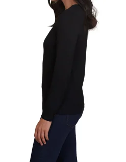 LONG SLEEVE CREW NECK TEE - BLACK