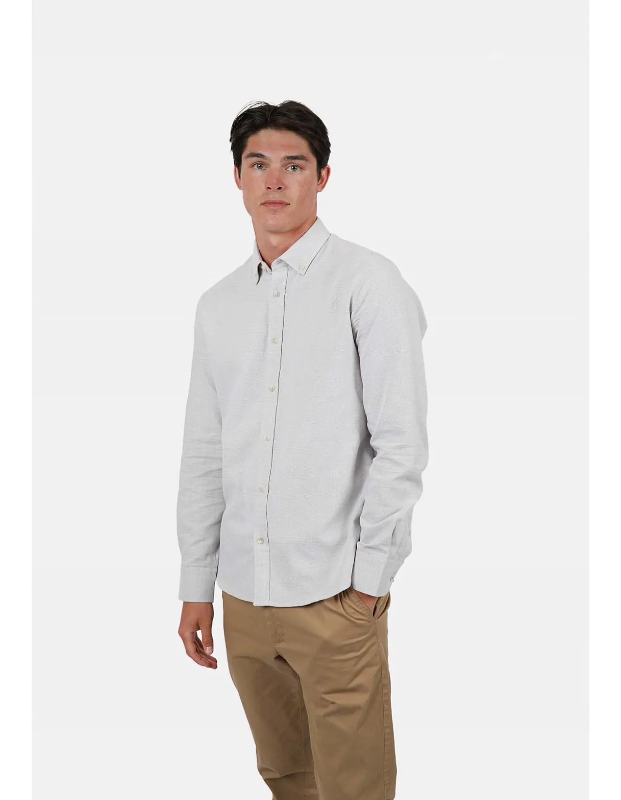 Long Sleeve Diamond Texture Cotton Shirt