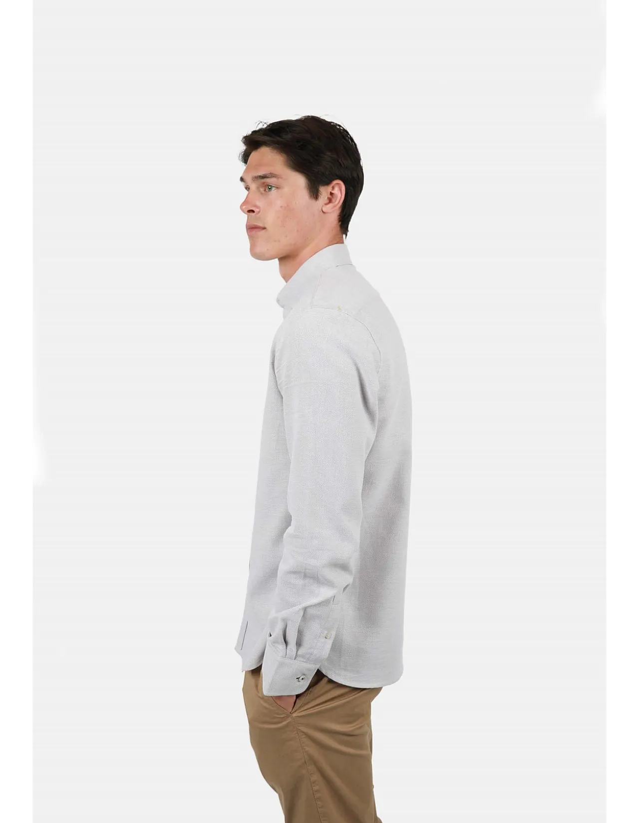 Long Sleeve Diamond Texture Cotton Shirt