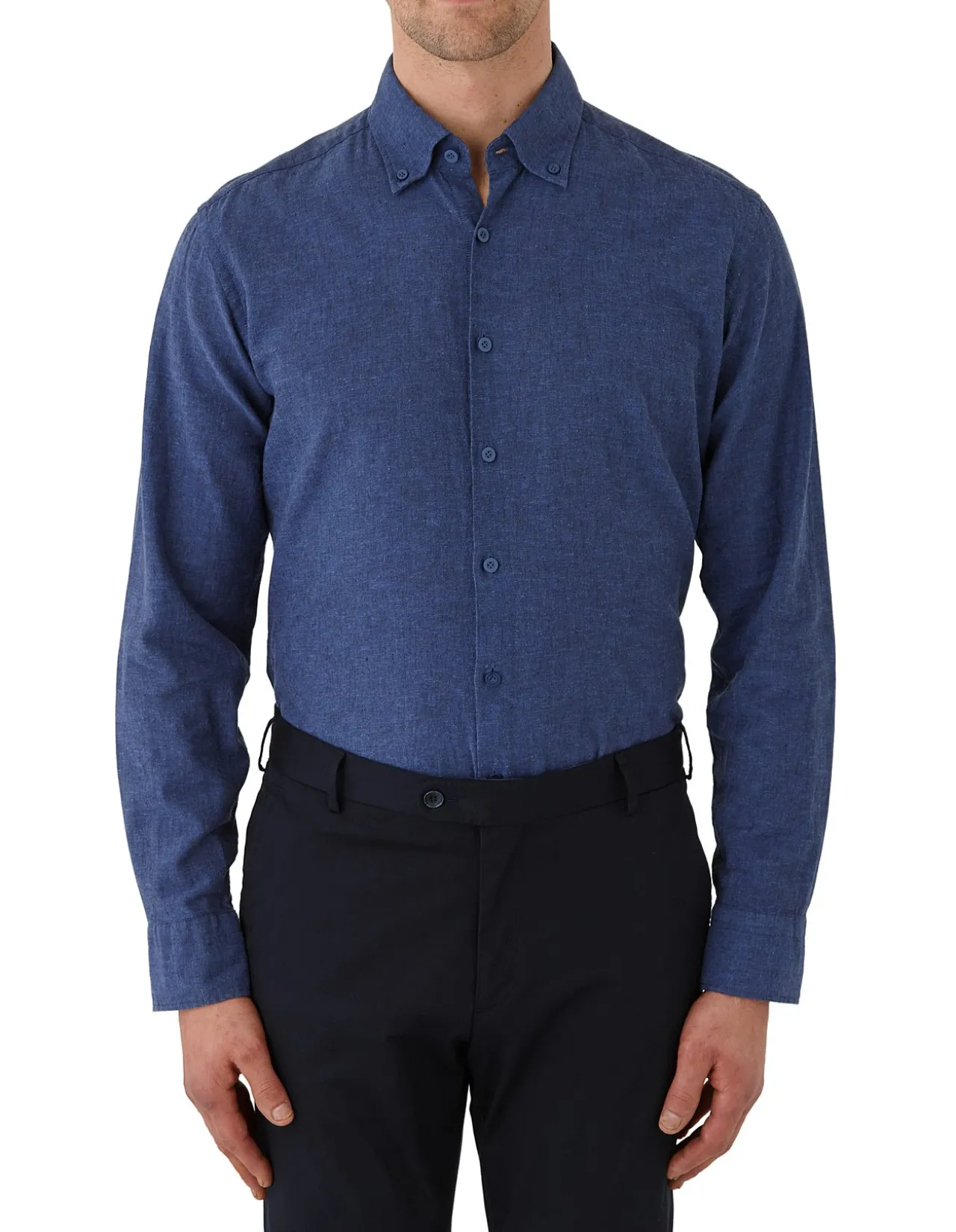 Long Sleeve Linen Blend Shirt