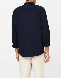 LONG SLEEVE NEVER TUCK 1 COL WASHED DOBBY REG SHIRT