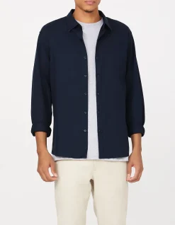 LONG SLEEVE NEVER TUCK 1 COL WASHED DOBBY REG SHIRT