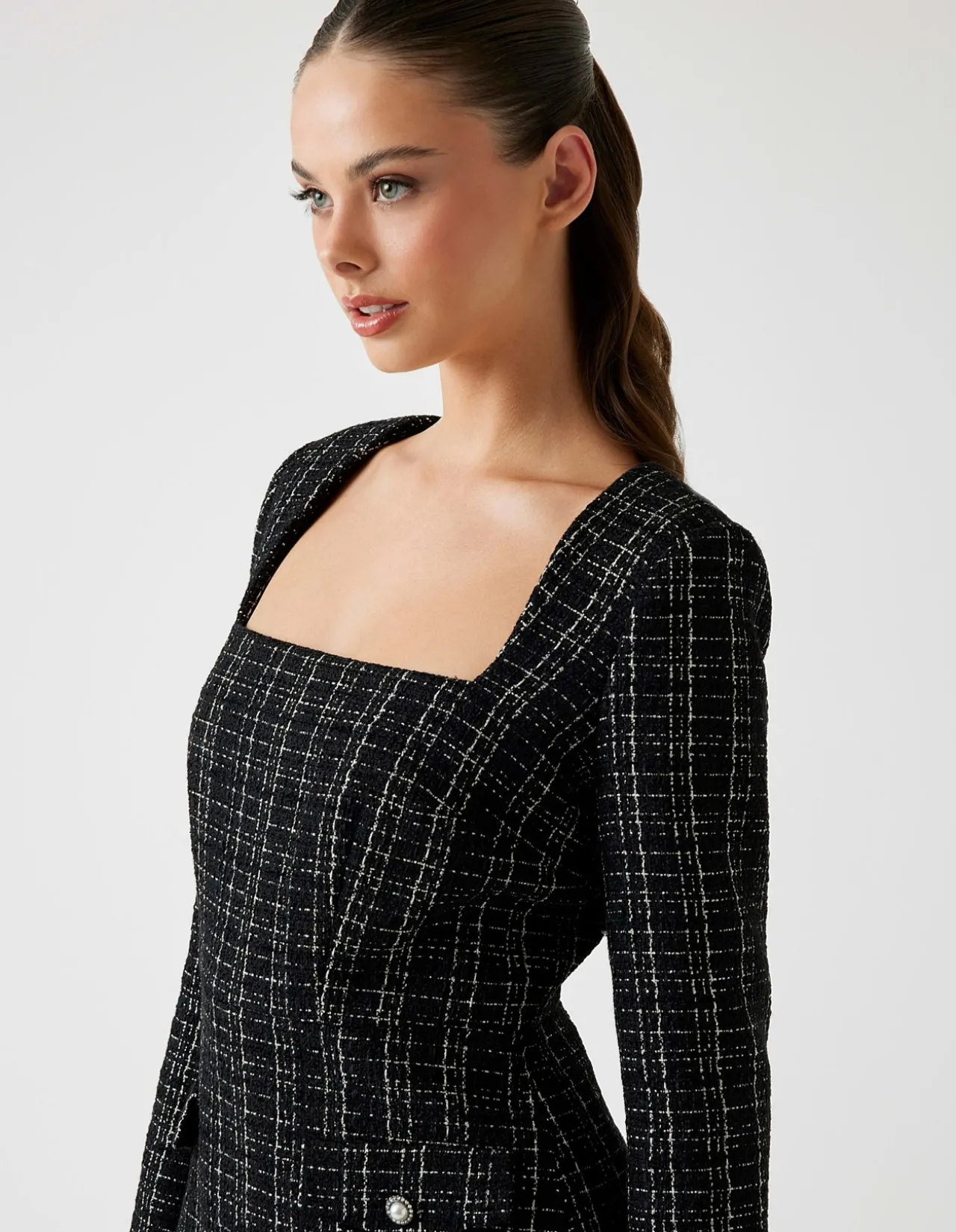 Long Sleeve Sandra Tweed Dress