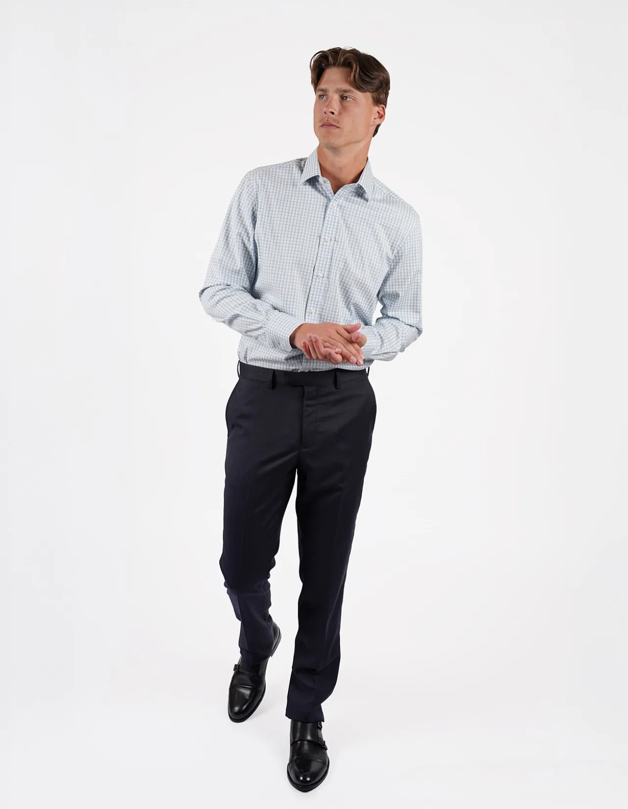 LONG SLEEVE SINGLE CUFF CHECK CONTEMPORARY REG FIT SHIRT