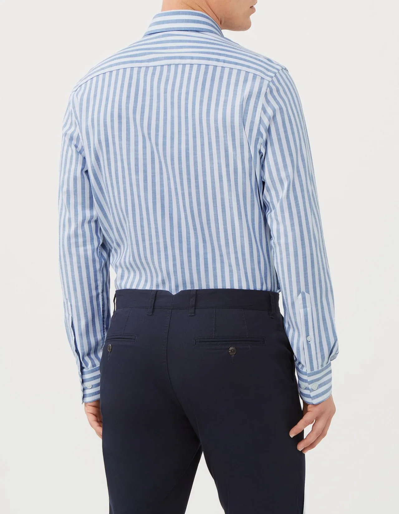 Long Sleeve Slim Linen Tencel Stripe Shirt