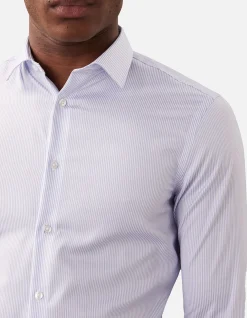 LONG SLEEVE SLIM REFINED COTTON STRETCH STRIPE SHIRT