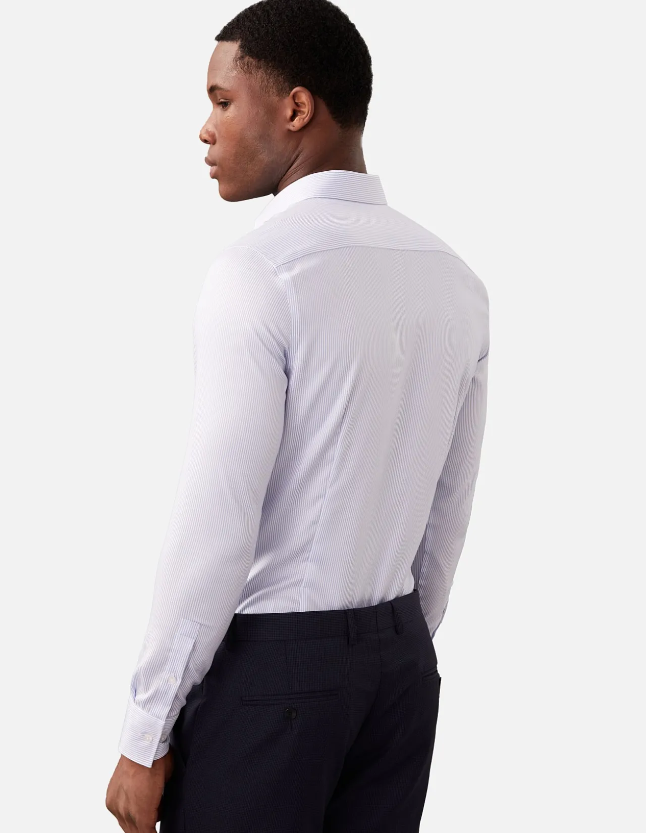 LONG SLEEVE SLIM REFINED COTTON STRETCH STRIPE SHIRT
