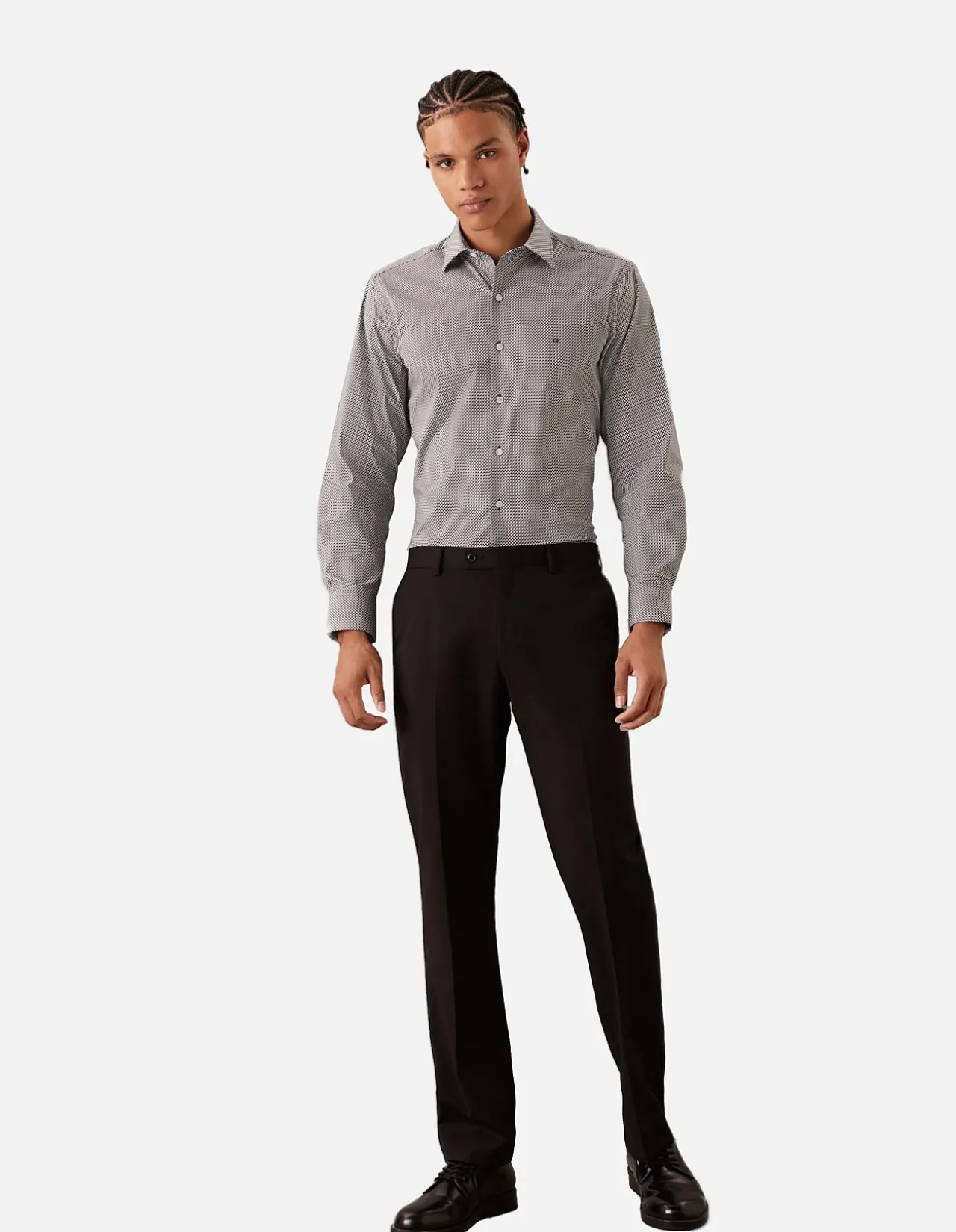 Long Sleeve Slim Single Colour STEP Print Shirt