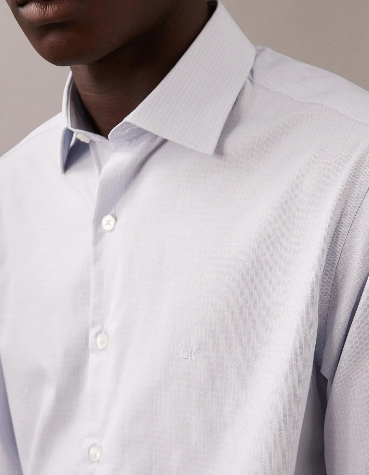 Long Sleeve Slim Single Colour WAVE Dobby Shirt