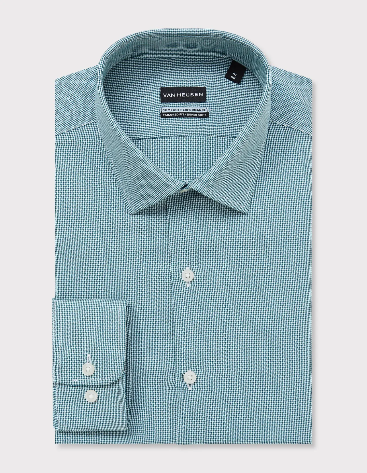 LONG SLEEVE SOFT TOUCH HERRINGBONE TAILORED FIT SHIRT