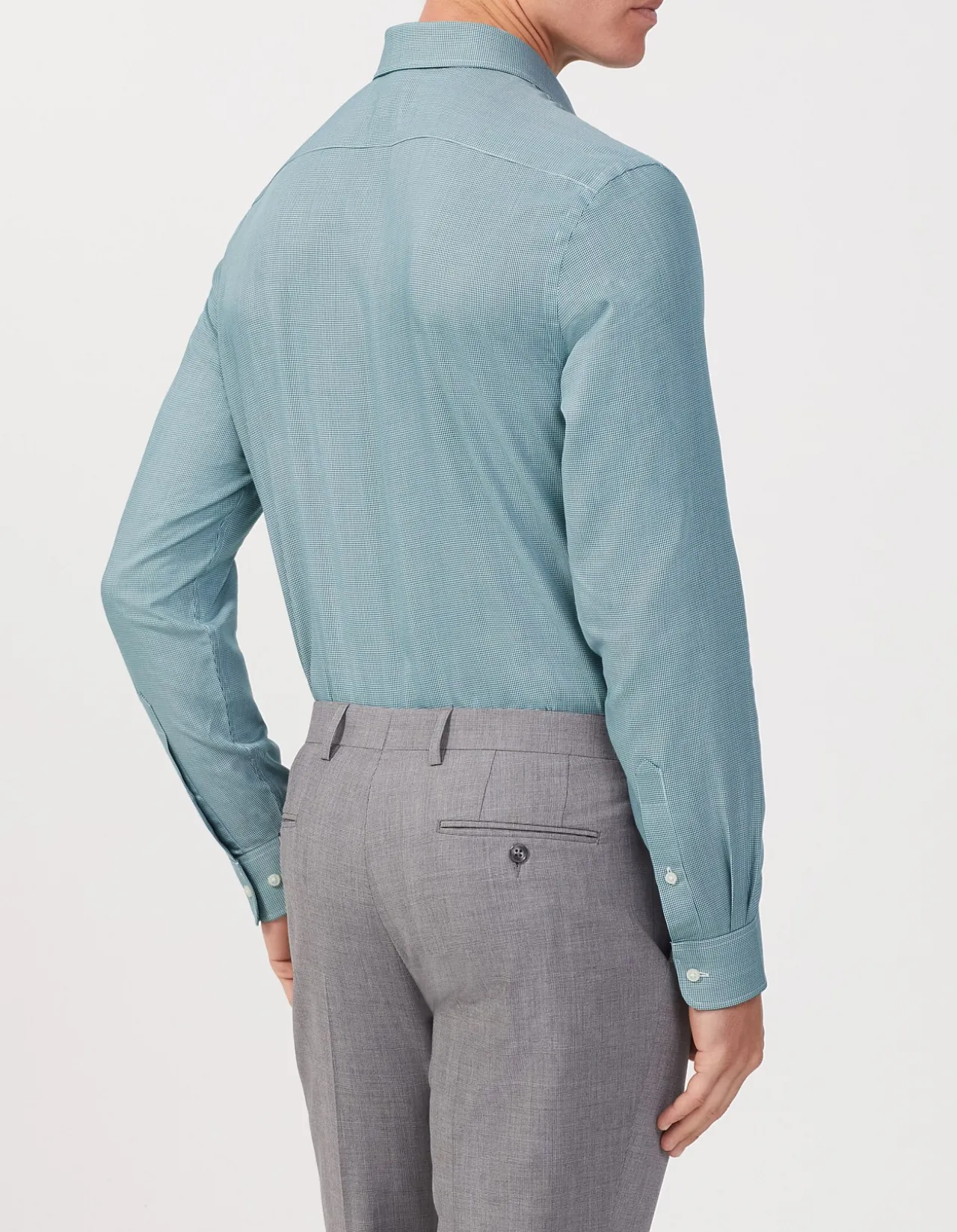 LONG SLEEVE SOFT TOUCH HERRINGBONE TAILORED FIT SHIRT