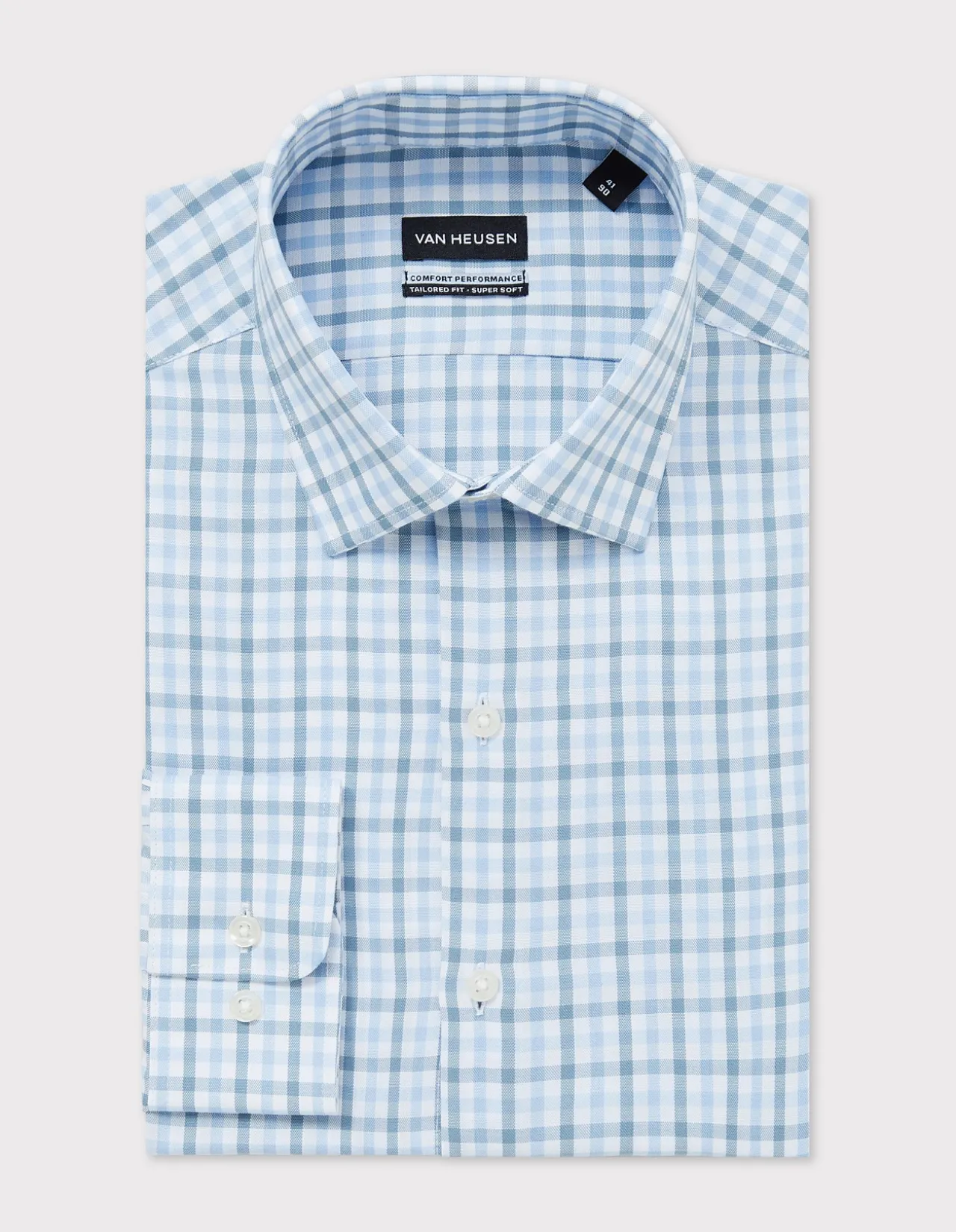 LONG SLEEVE TAILORED FIT CHECK TENCEL OXFORD BAMBOO SHIRT