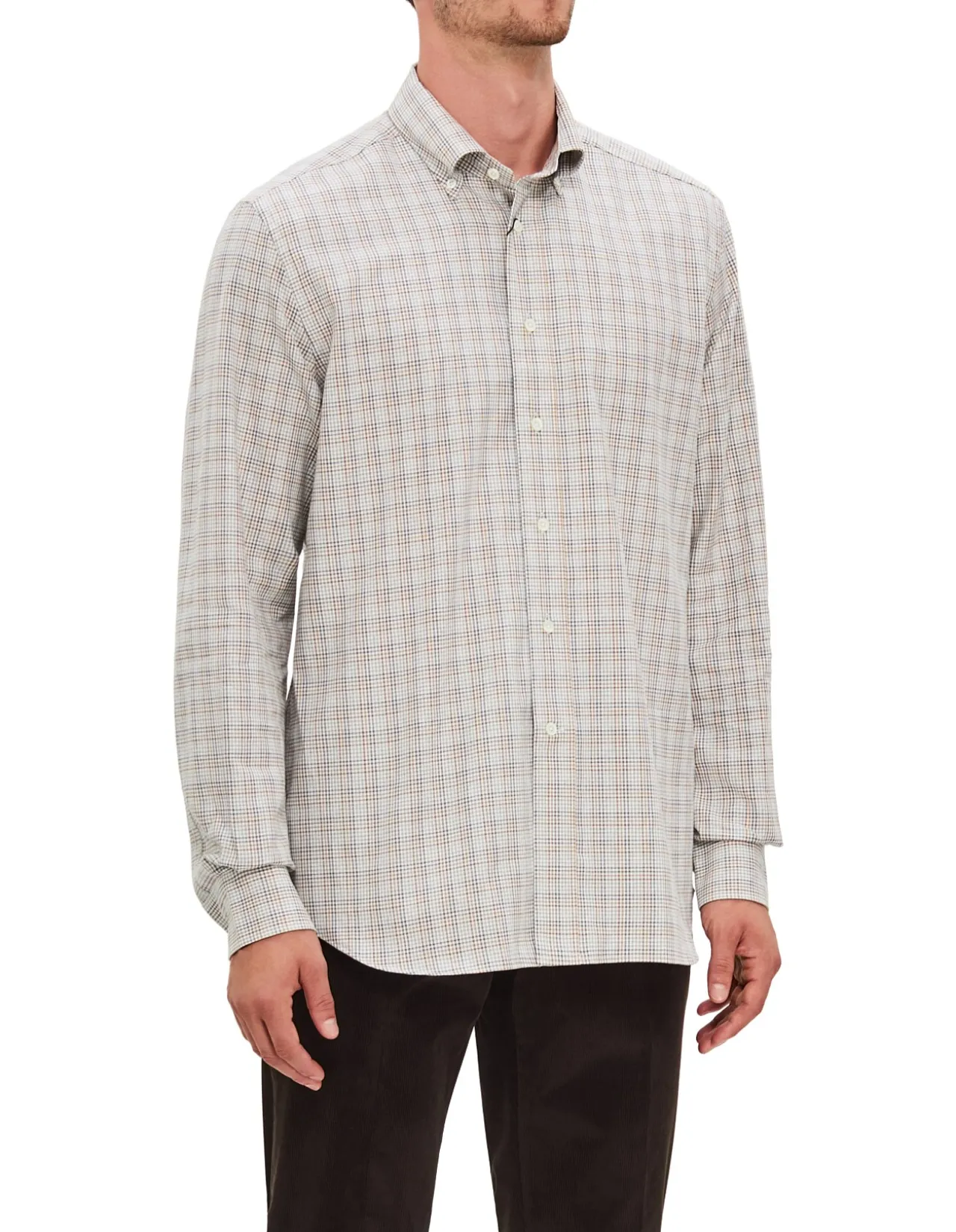 LONG SLEEVE TARTAN CHECK BUTTTON DOWN COLLAR SHIRT