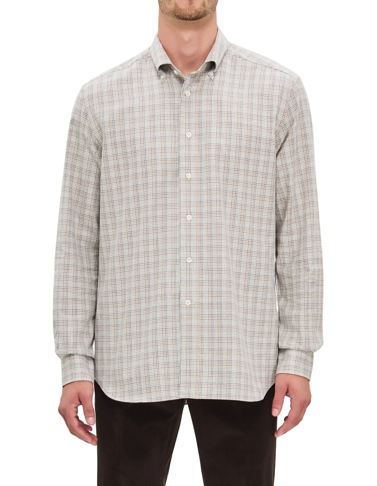 LONG SLEEVE TARTAN CHECK BUTTTON DOWN COLLAR SHIRT