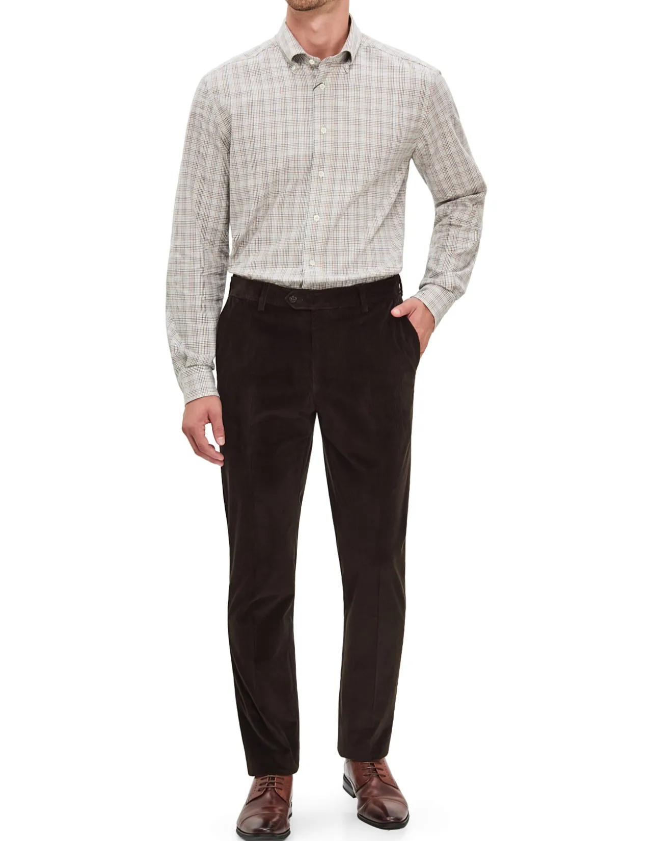 LONG SLEEVE TARTAN CHECK BUTTTON DOWN COLLAR SHIRT