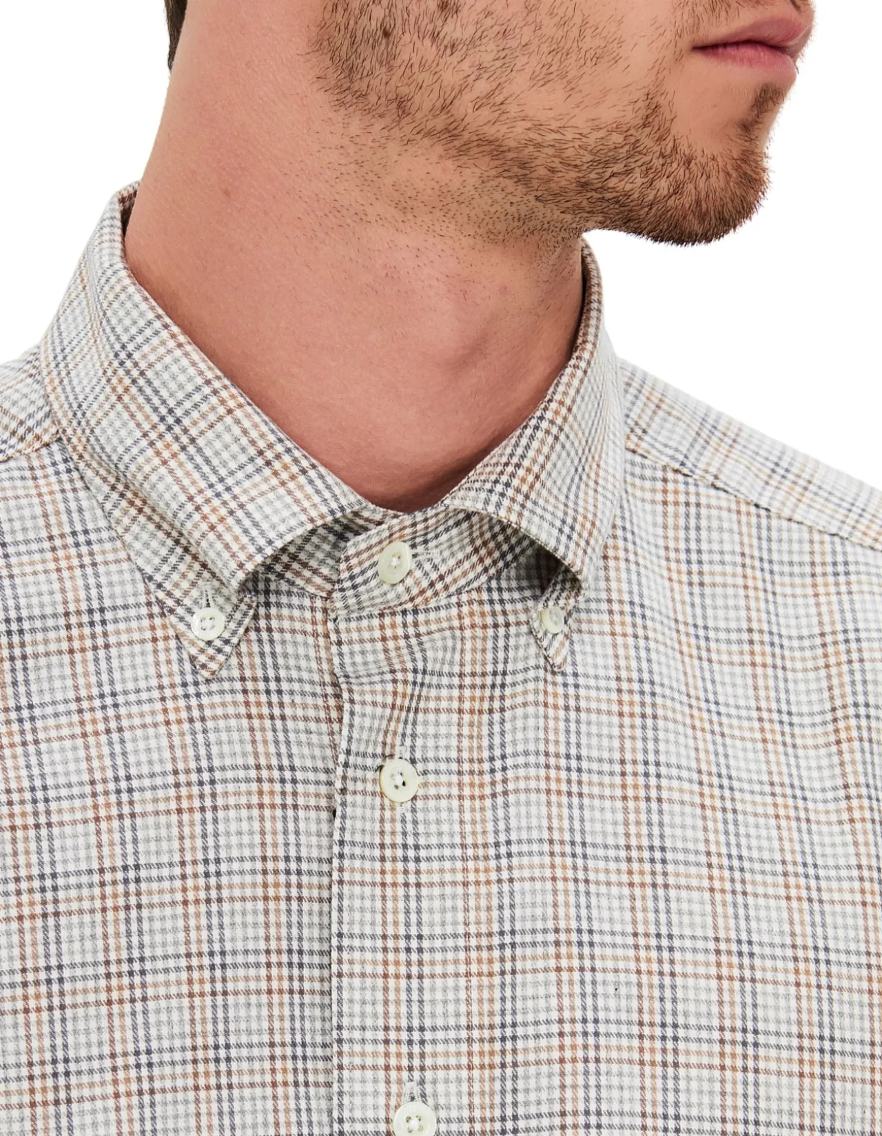 LONG SLEEVE TARTAN CHECK BUTTTON DOWN COLLAR SHIRT