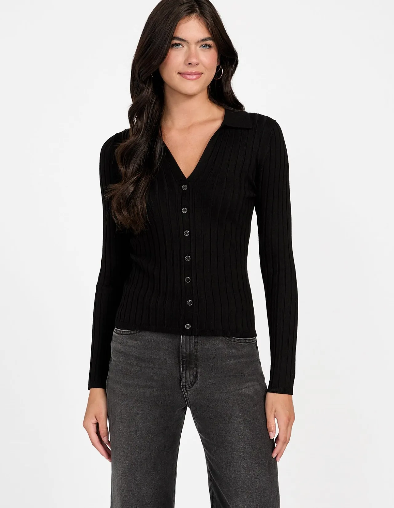 Long Sleeve Vn Rib Miranda Sweater