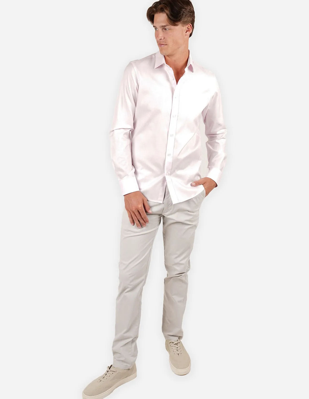 LONG SLEEVE WAFFLE COTTON TENCEL SLIM FIT SHIRT